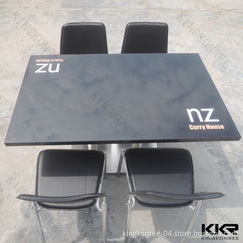 Black Modern Food Court Solid Surface Dining Tables Designs